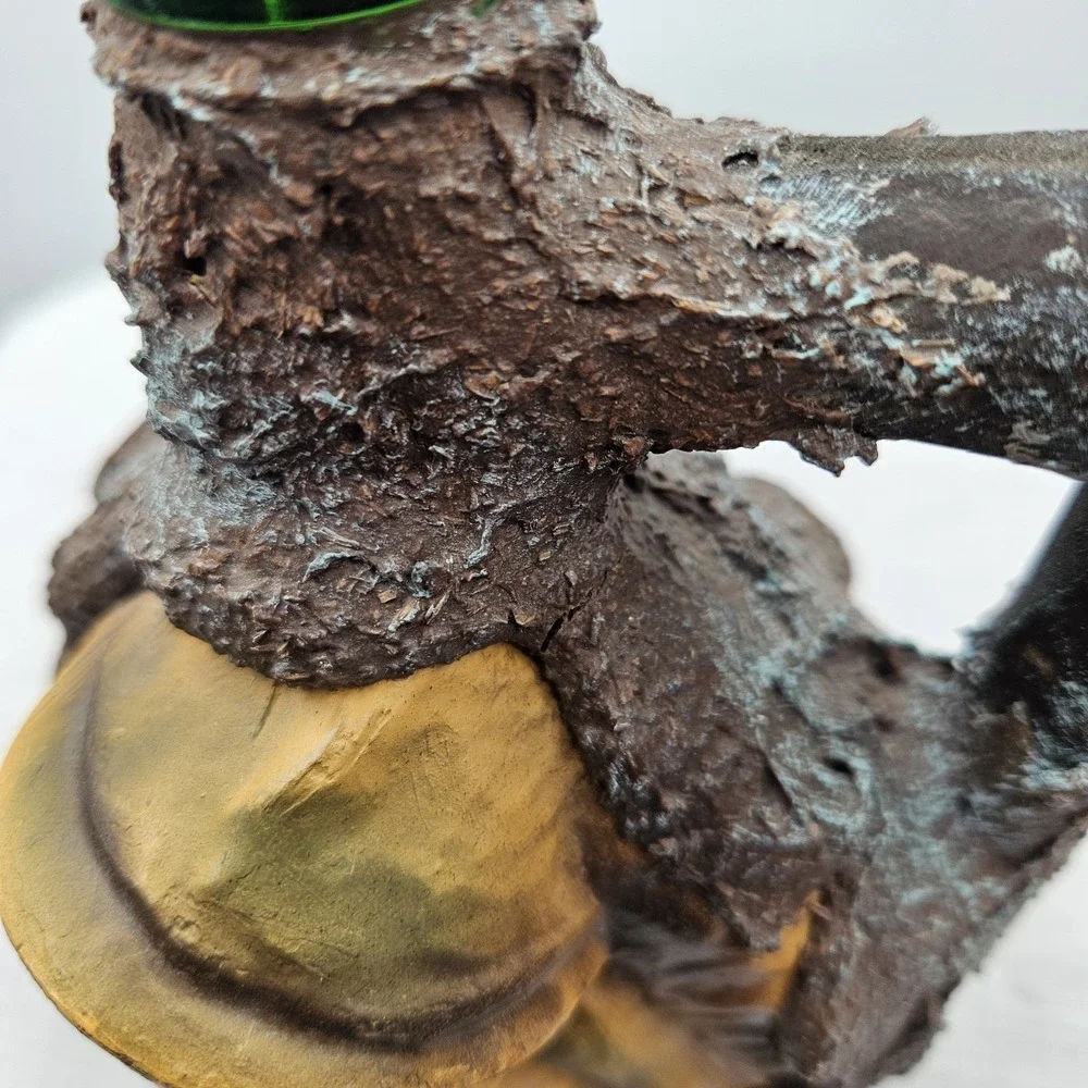 Old Man Carved Look Faux Tree Bark Resin Over Glass‎ Rustic Decanter No Stopper